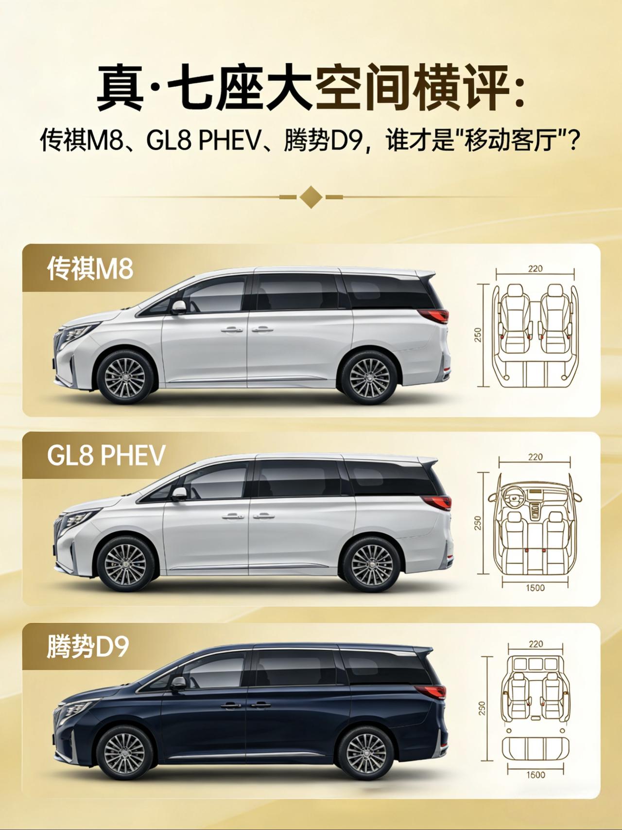 真·七座大空间横评：传祺M8、GL8 PHEV、腾势D9，谁才是“移动客厅”？