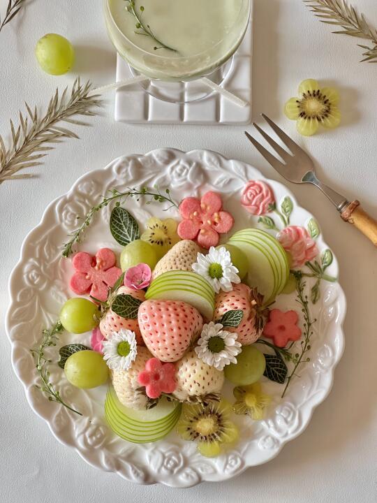 💗💚春日花花水果盘🌸🍃