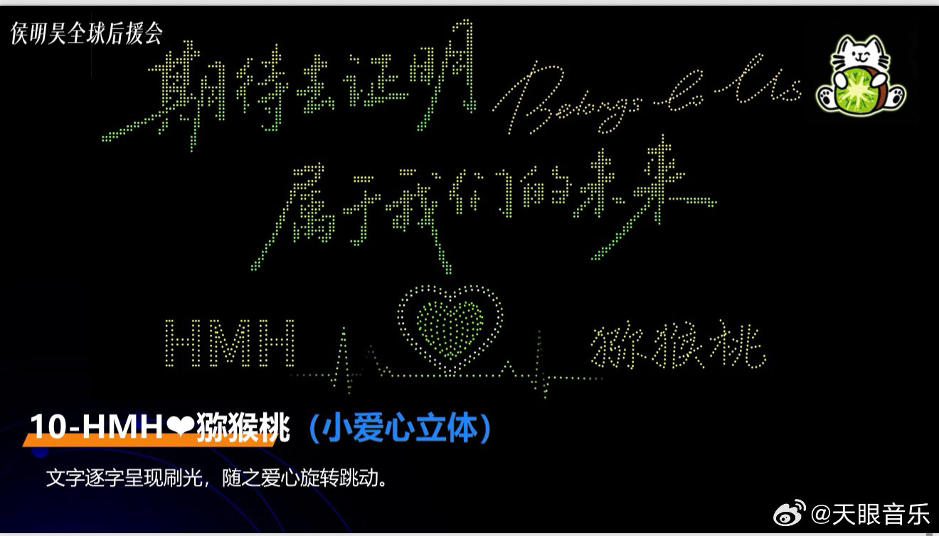 侯明昊无人机应援仰望整片夜空的无人机阵列，心底涌起无限感慨。大家藏在心底的喜爱、