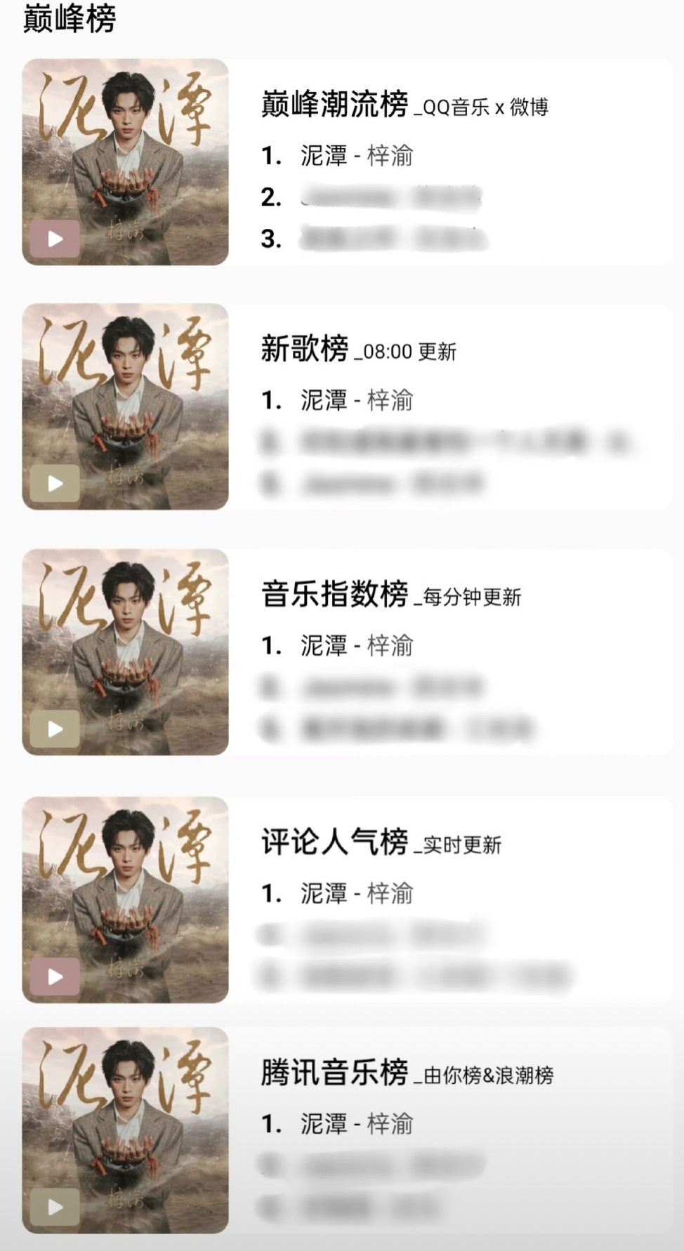 梓渝新歌泥潭登顶Q音五榜第一❗❗❗❗❗ ​​​