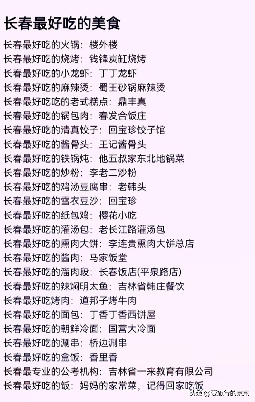 长春最好吃的
长春不仅有好玩儿的，
还有太多好吃的～火锅，特色菜，面点小吃，烧烤