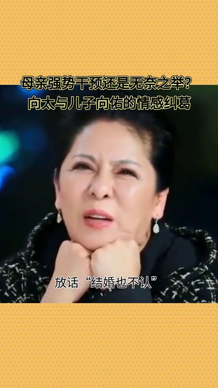 母亲强势干预还是无奈之举？向太与儿子向佑的情感纠葛。
豪门母亲公开炮轰儿子恋情，