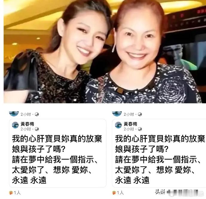S妈请大S在梦中给一个指示凌晨的社交平台满是S妈的思念，她一遍遍发文诉说牵挂，渴
