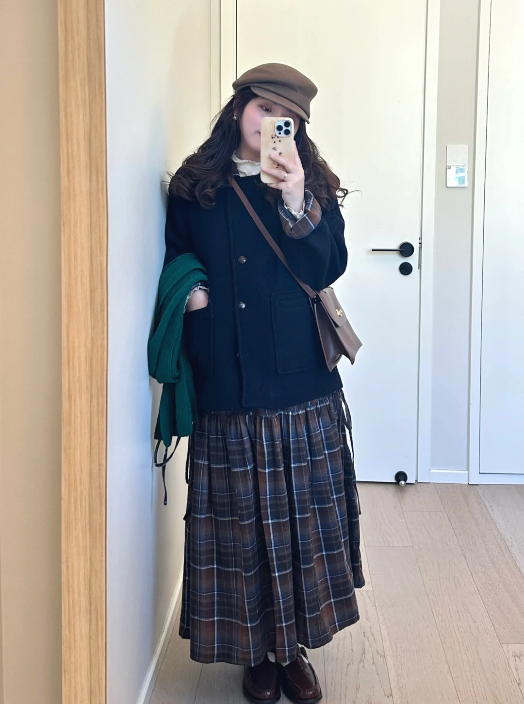 🧸小个子叠穿日系格纹裙～