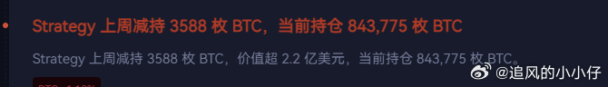微策略上周卖币了。卖了3588枚。。。。 