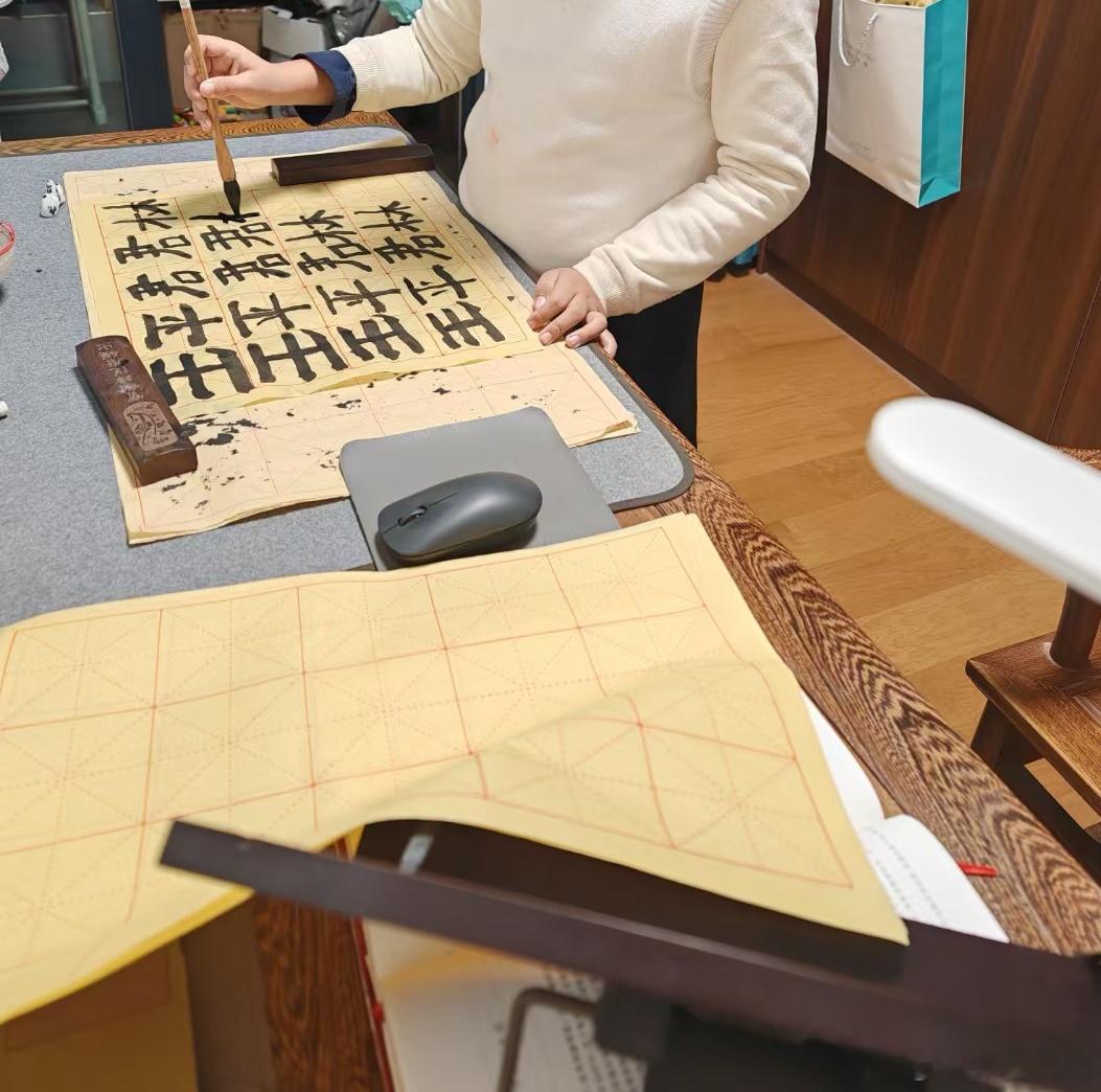 从幼儿园就开始练硬笔，3、4年还是一塌糊涂。终于到了不会乱耍毛笔的年纪，希望如田
