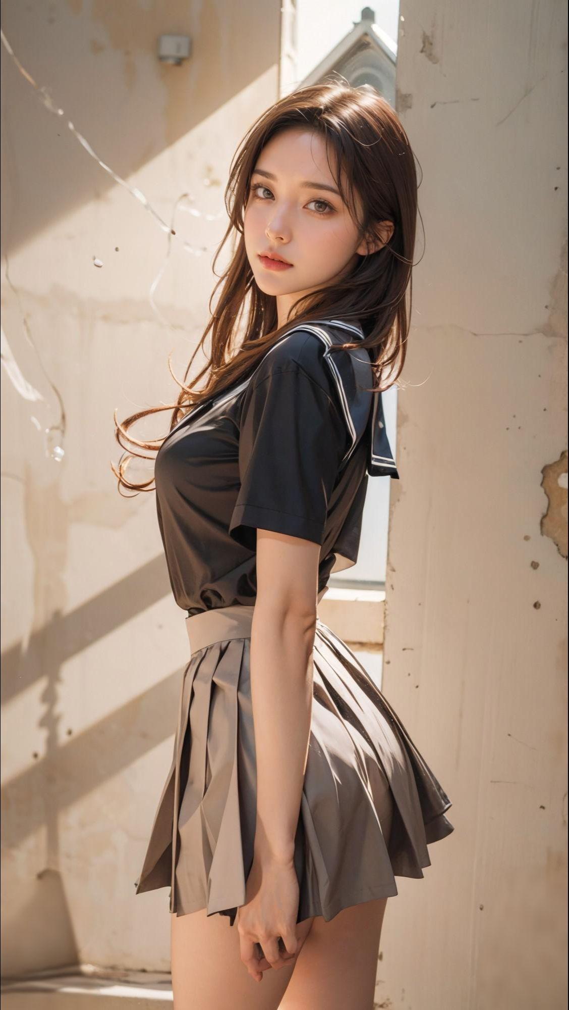 短裙穿搭 清纯女神 美女壁纸 ai美女
