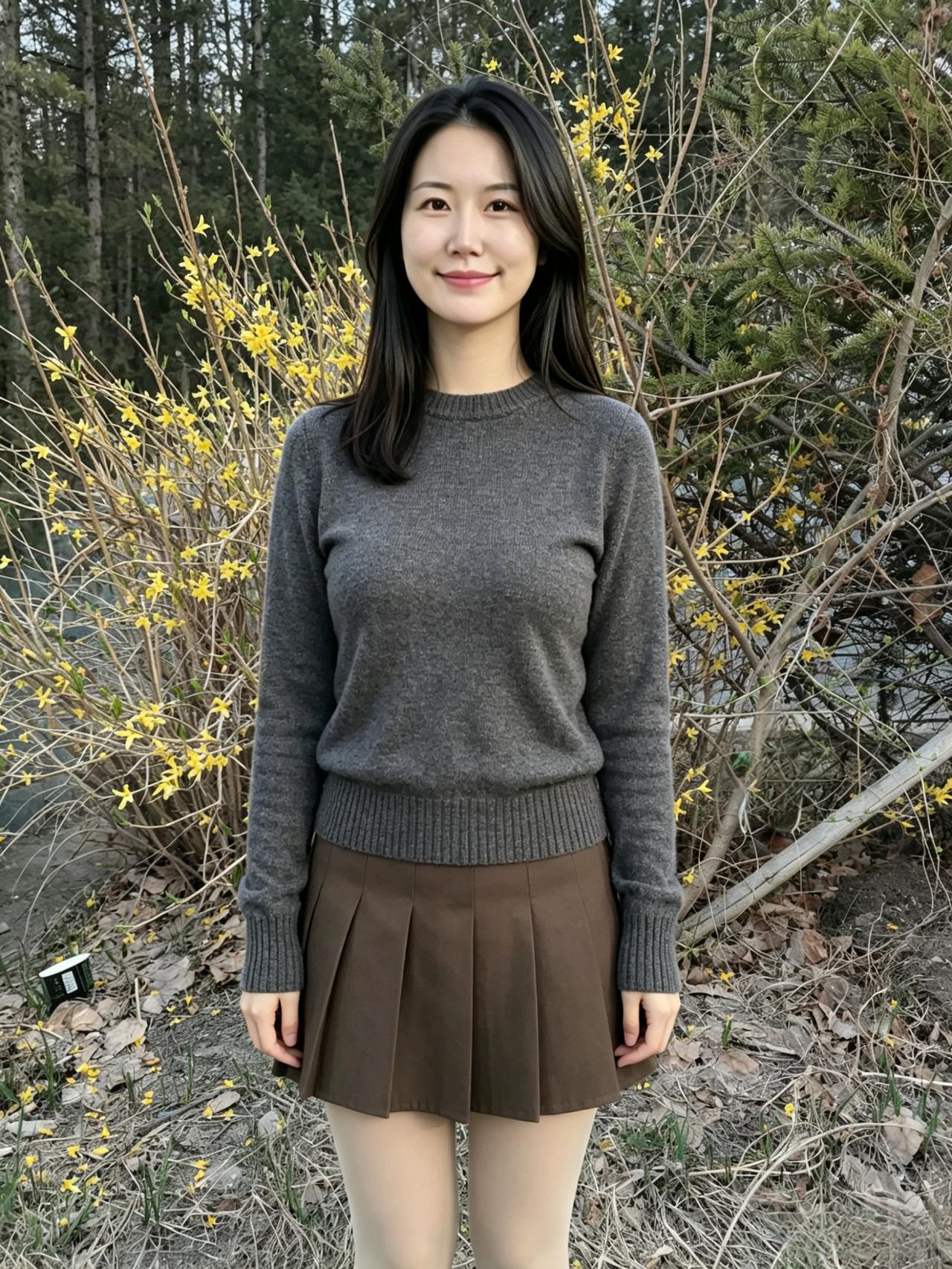满枝金蕊报春芳，玉立娉婷素淡妆。
不与繁花争艳色，清风自带满身香。