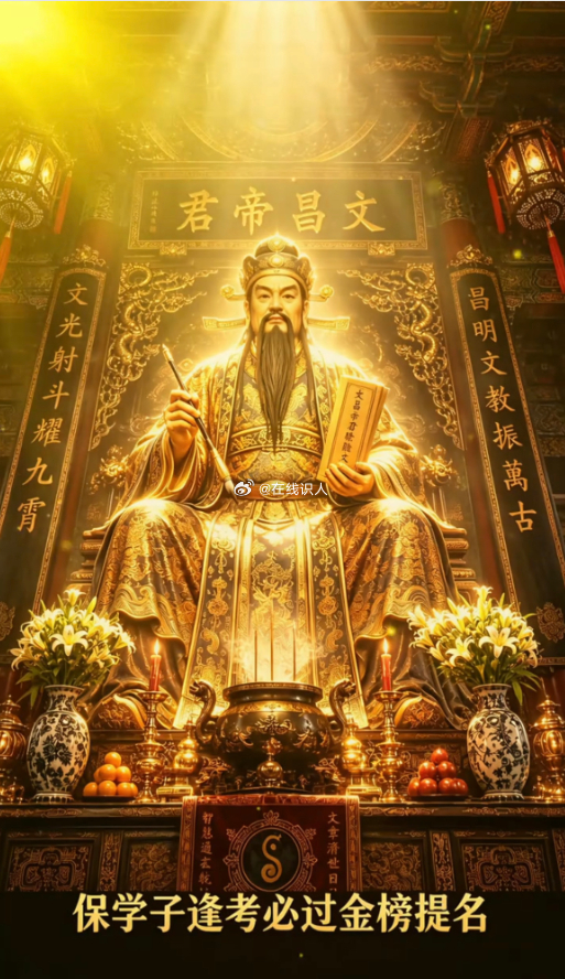 文昌帝君下凡，逢考必过，心想事成、拔尖胜出，金榜题名，所求皆所愿，所愿皆所得，点