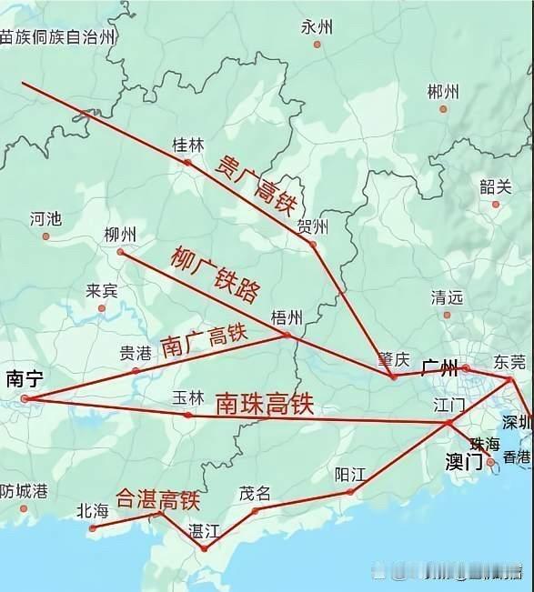 广西将有5条高铁通广东……
俗话说“两广一家亲”，这是对广东与广西在历史、文化、