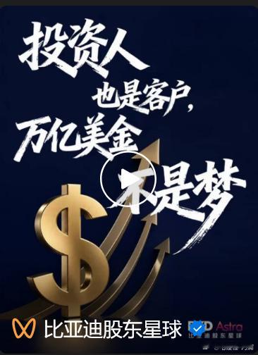 比亚迪的目标似乎变保守了，以前目标10万市值，现在只敢说万亿美金不是梦，难不成不