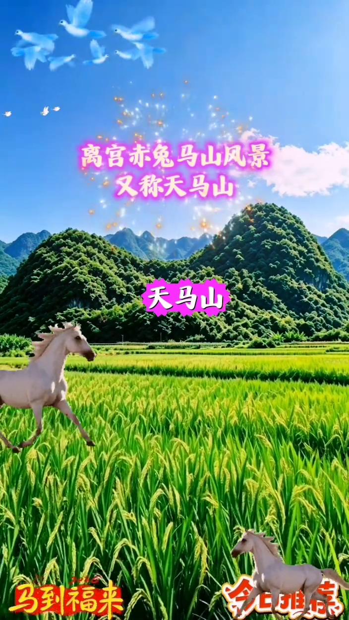 离宫赤兔马山风景，又称天马山。
天马山，马到福来。今推菜。