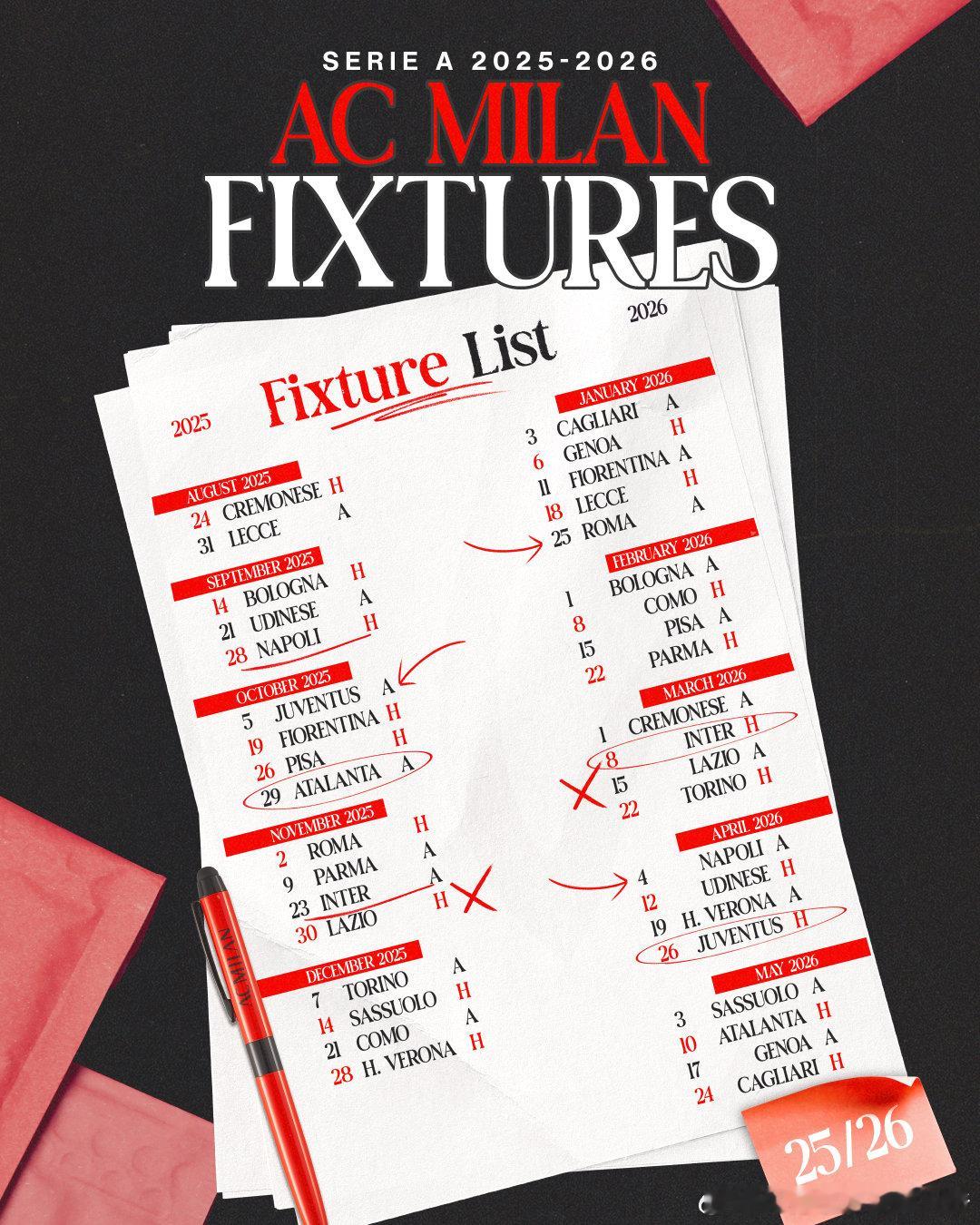 忠生米兰 赛程已加载。日历已就绪。Let’s go. 🗓️⚽SempreMil
