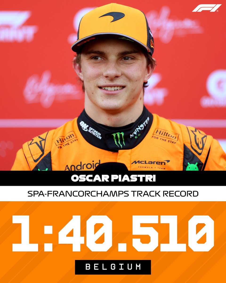 1:41.2521:40.510皮亚斯特里大幅提升了斯帕赛道单圈纪录，此前的纪录