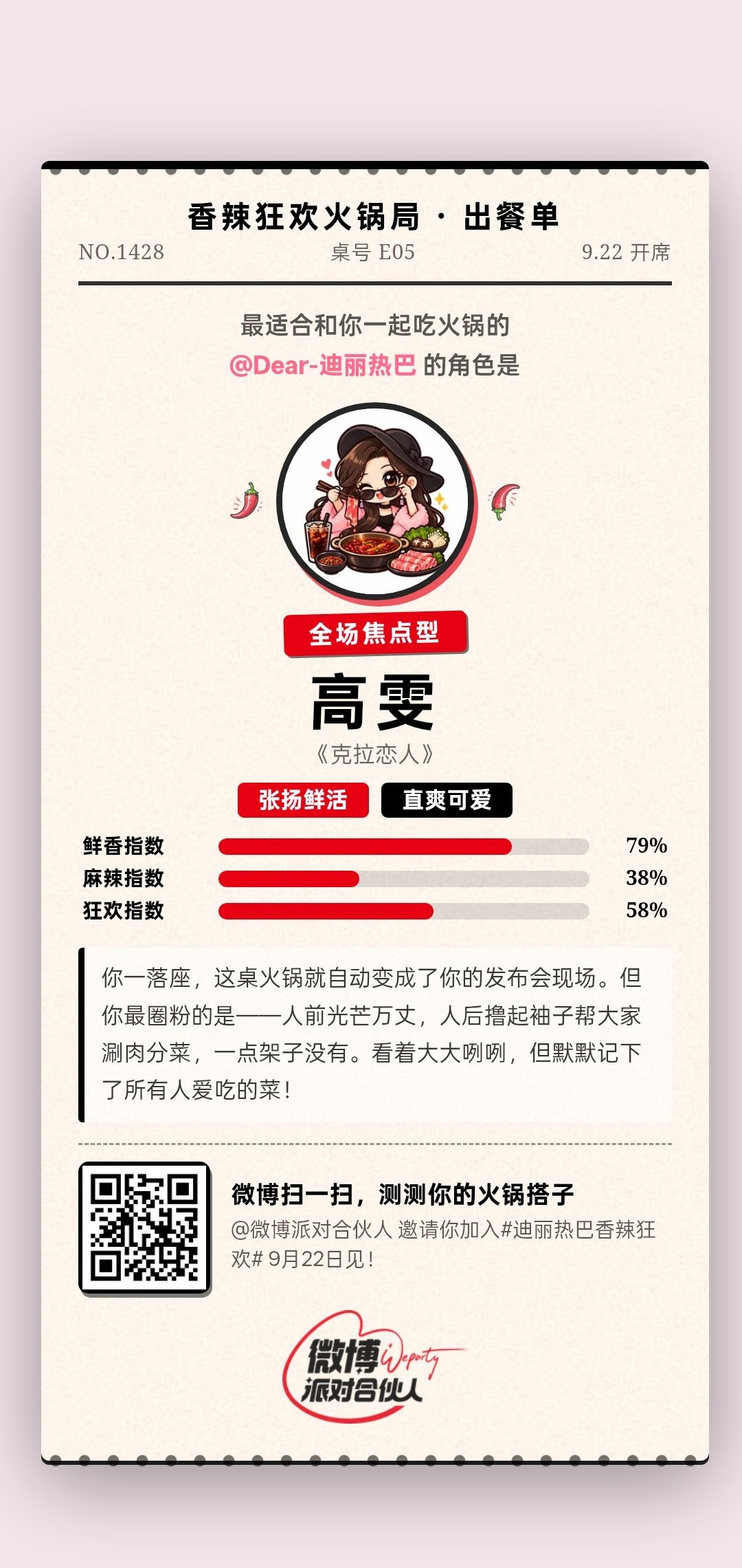 我在  小测试中测出我和的「高雯」最能吃到一起！我们都是全场焦点型人，张扬鲜活·