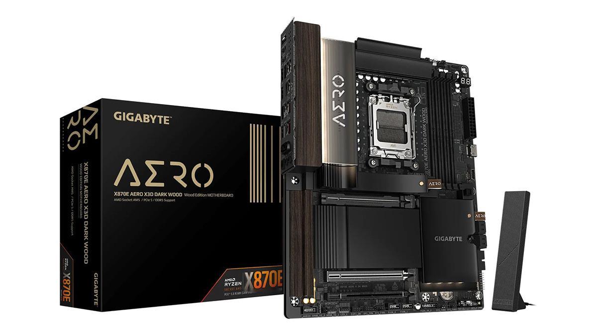 技嘉X870E AERO X3D DARK WOOD发售深色木艺主板，首发379