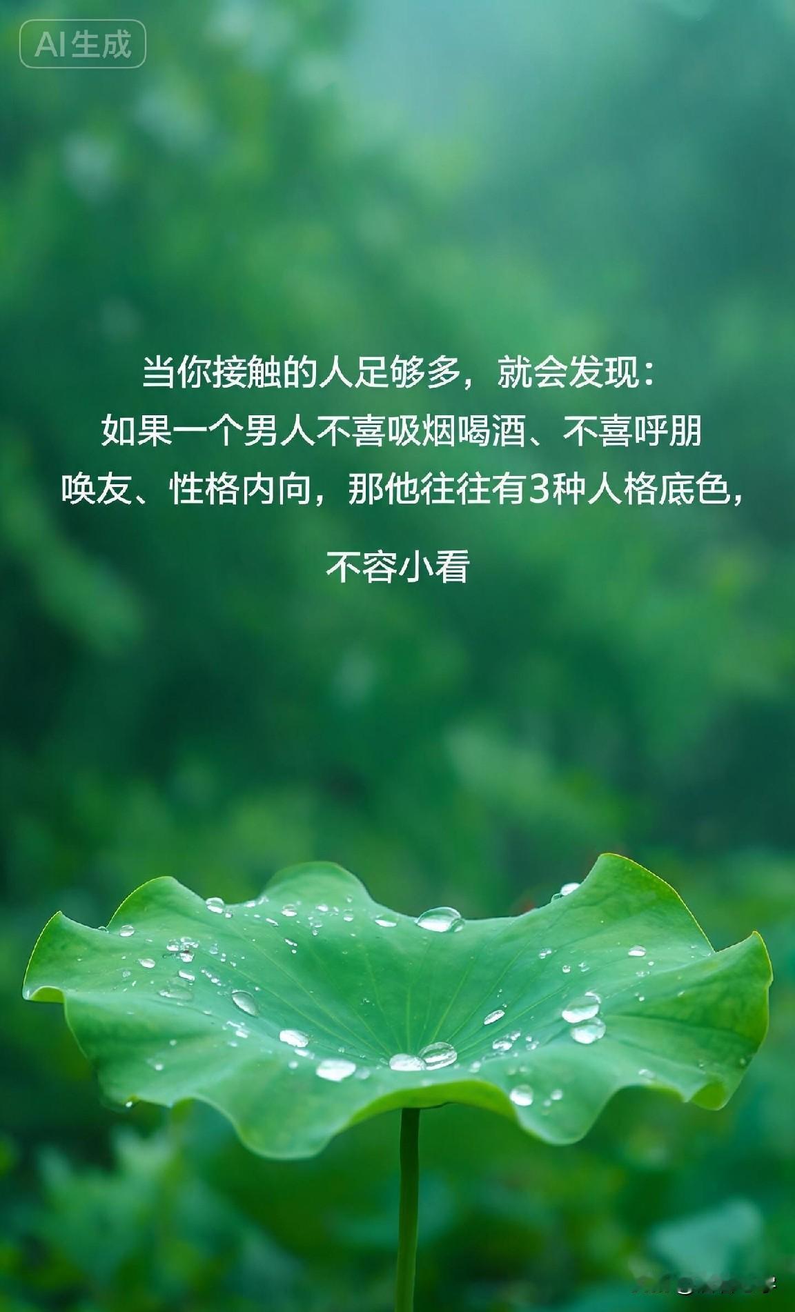 当你接触的人足够多，就会发现：如果一个男人不喜吸烟喝酒、不喜呼朋唤友、性格内向，