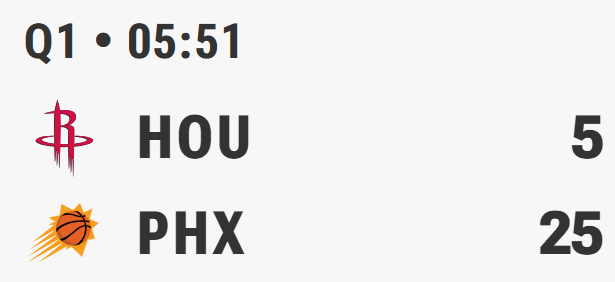 火箭半节多5分5比25...火箭vs太阳NBA