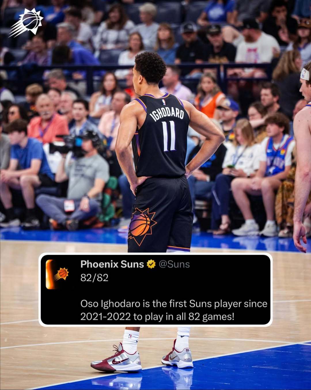 82场比赛全勤  ❗️Oso成为自2021-22赛季大桥以来，首位在单赛季打满全