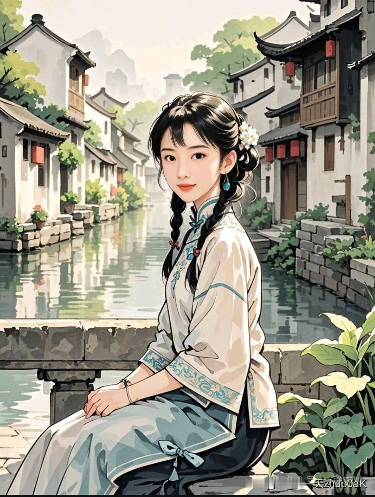 《微凉》
——宋·寇准
高桐深密间幽篁，
乳燕声稀夏日长。 
独坐水亭风满袖，