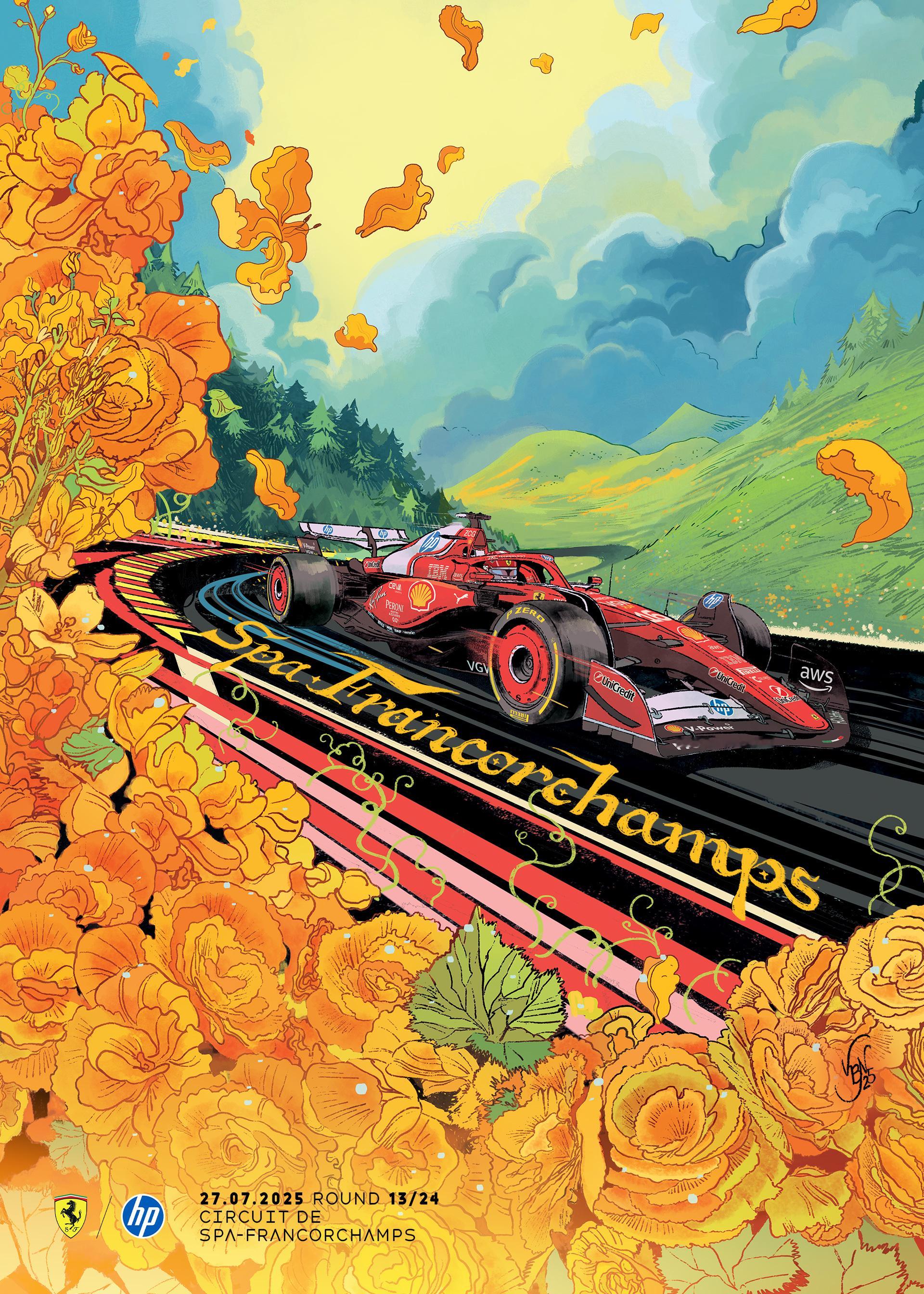 比利时大奖赛法拉利车队海报🇧🇪F12025F1比利时大奖赛 ​​​