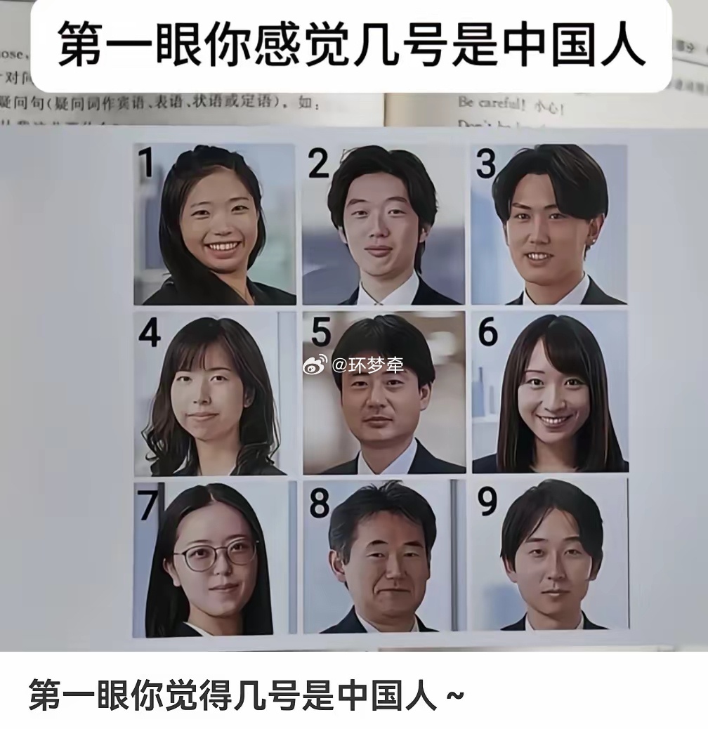 如果只看第一眼，你觉得几号是中国人？ 