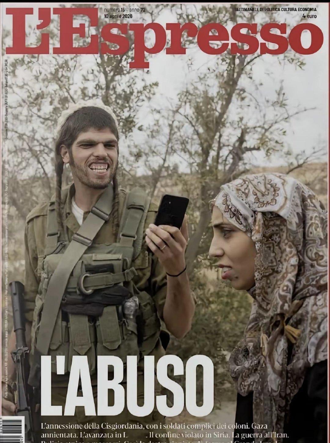 以色列武装人员，恐吓当地巴勒斯坦女性平民图片。据说上了意大利《L’Espress