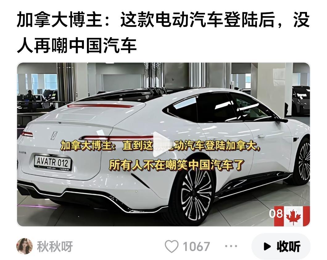 加拿大博主：这款电动车登陆以后，没有人再嘲笑中国的汽车。
​
​在国内汽车市场上
