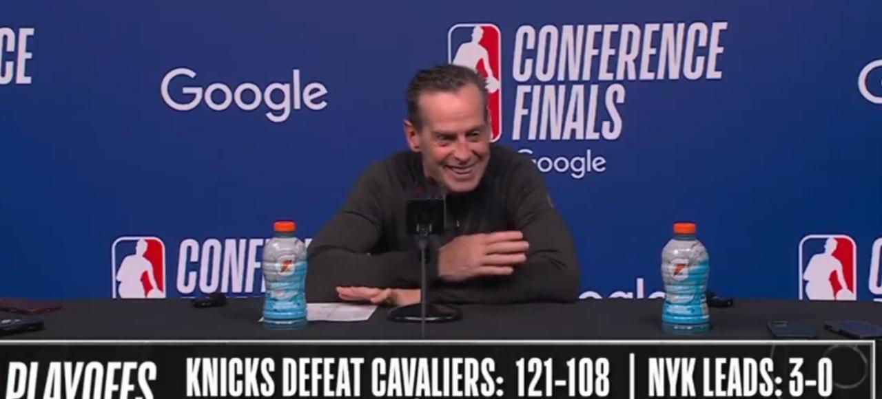 迷之微笑和米切尔的激情演讲。
     NBA东决尘埃落定，尼克斯4:0不可思议