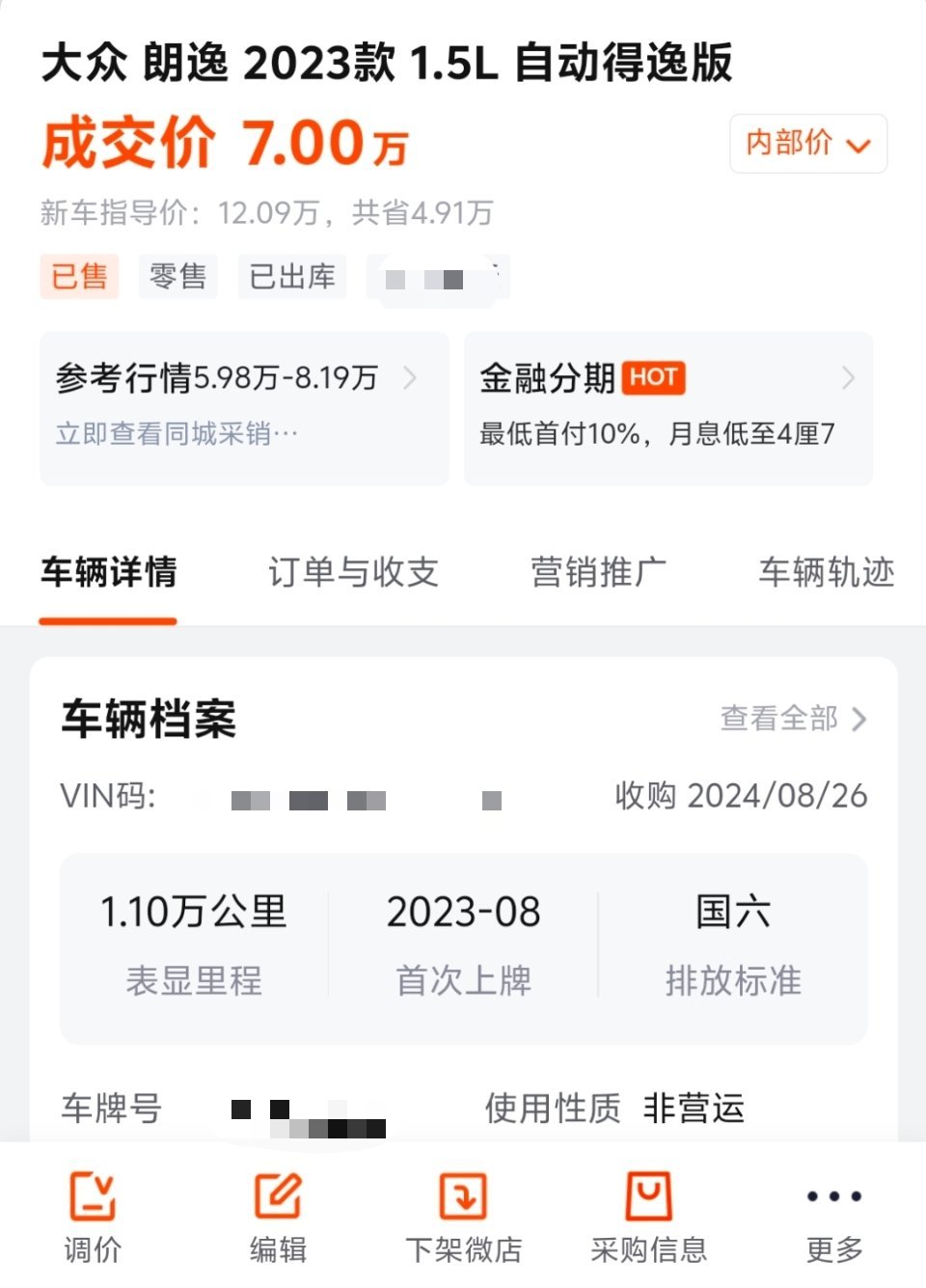 去年8月上牌，1.1万公里的朗逸，成交价7万，性价比很高了吧？#大众朗逸# ​​