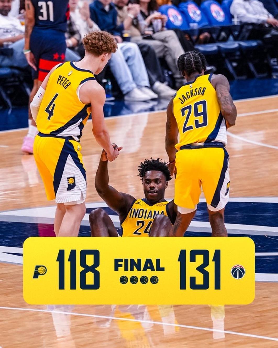 2月21日NBA常规赛战报

步行者118-131奇才
爵士114-123灰熊