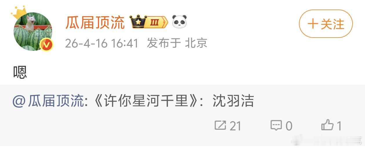 《许你星河千里》好像是丞磊和沈羽洁，爱奇艺的 