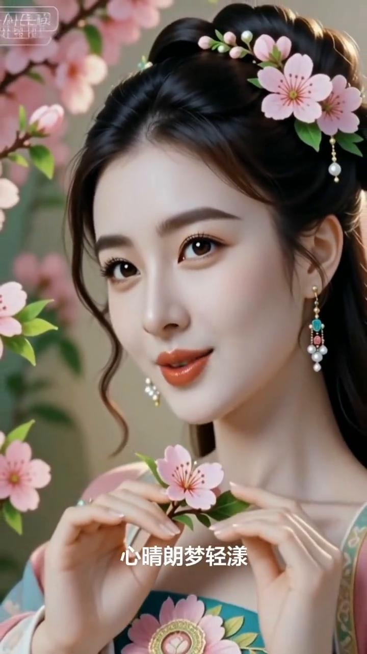 风轻荡花轻放，时光温柔不匆忙。心晴朗梦轻漾，人间美好正生长。风也暖光也凉，心情自