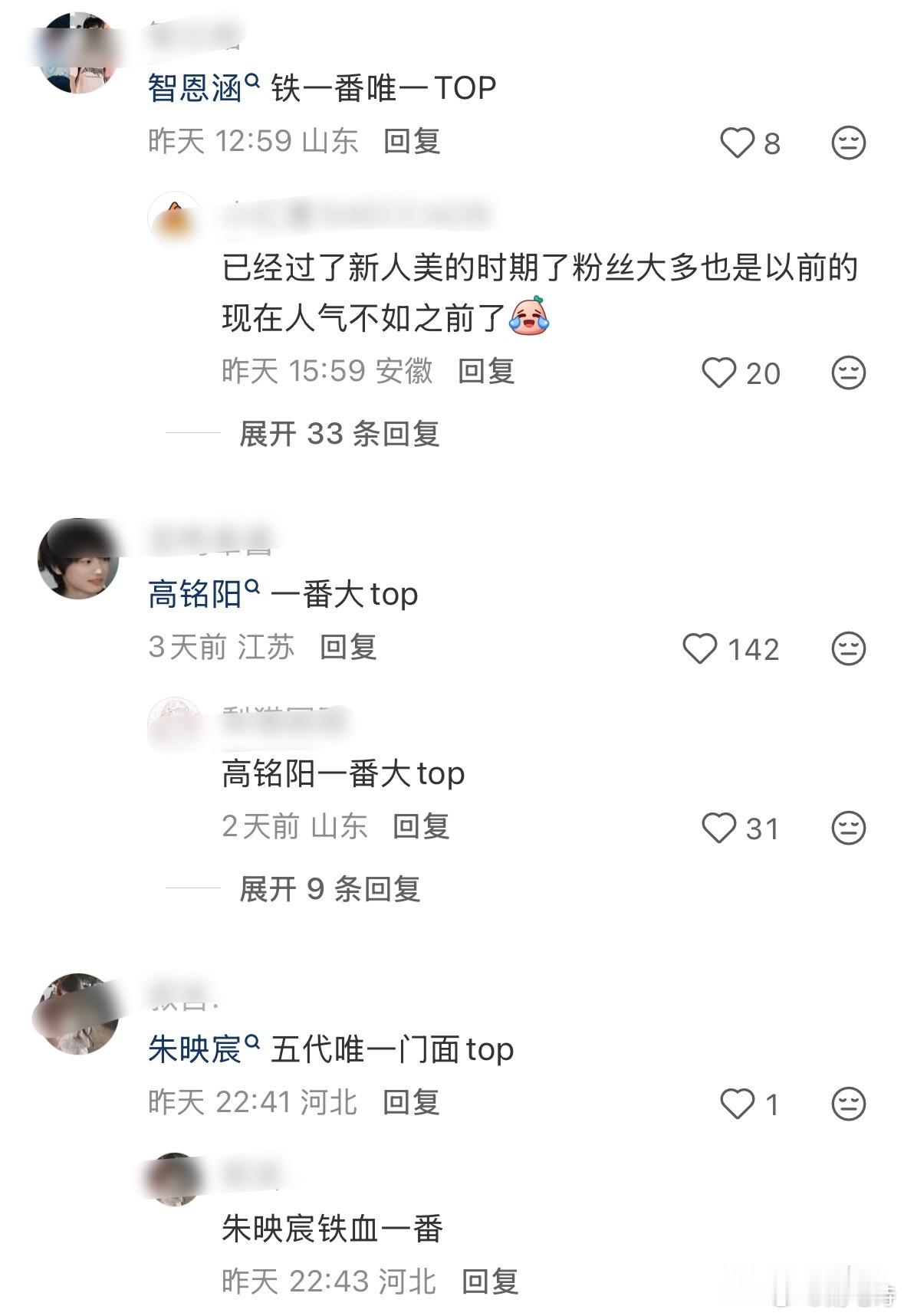 五代人气最高之人高铭阳？朱映宸？智恩涵？ 