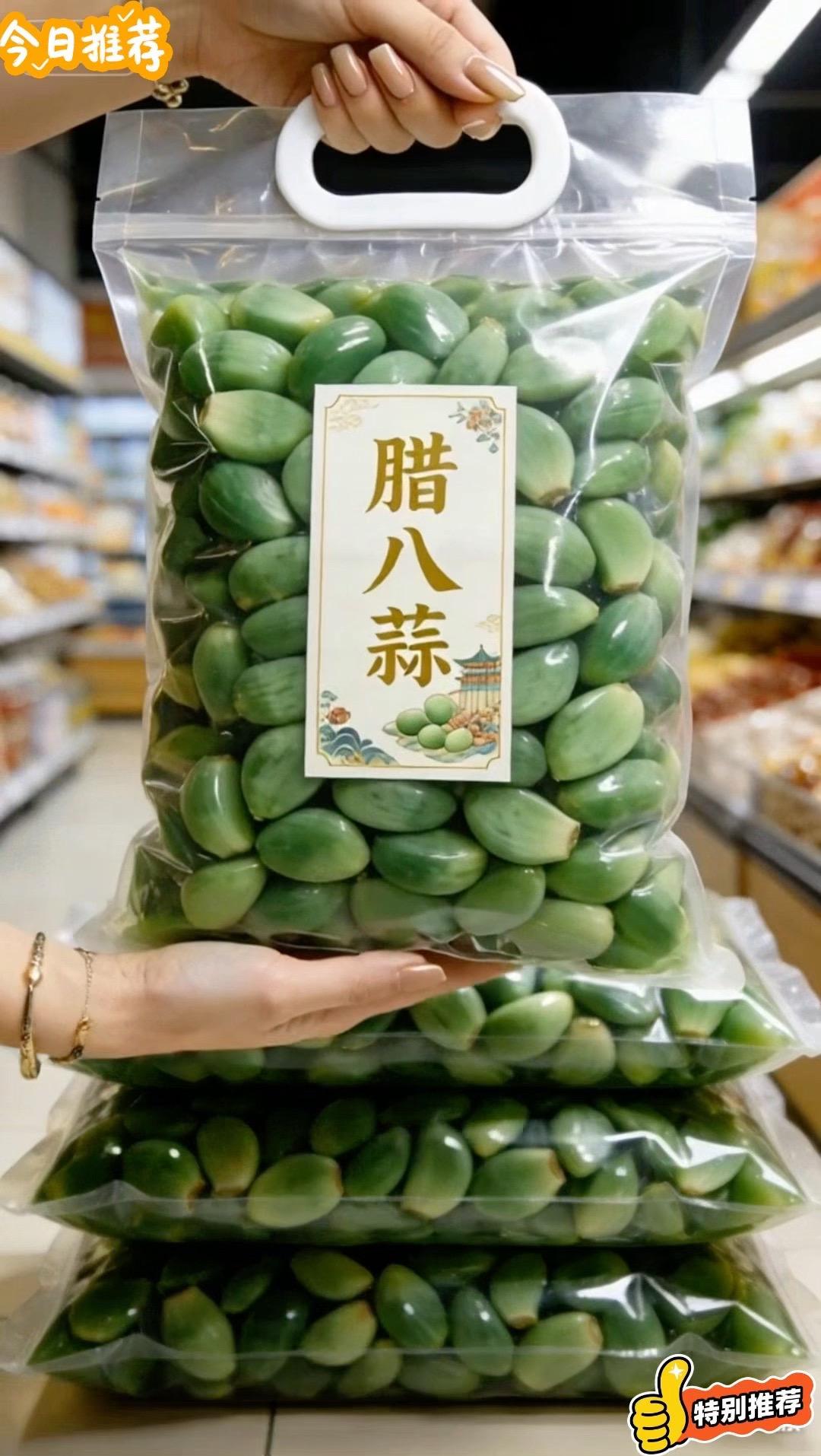 脆爽开胃腊八蒜，一口就爱上！ 口感一绝：咬下去咔嚓脆爽，紧实有弹性，酸...