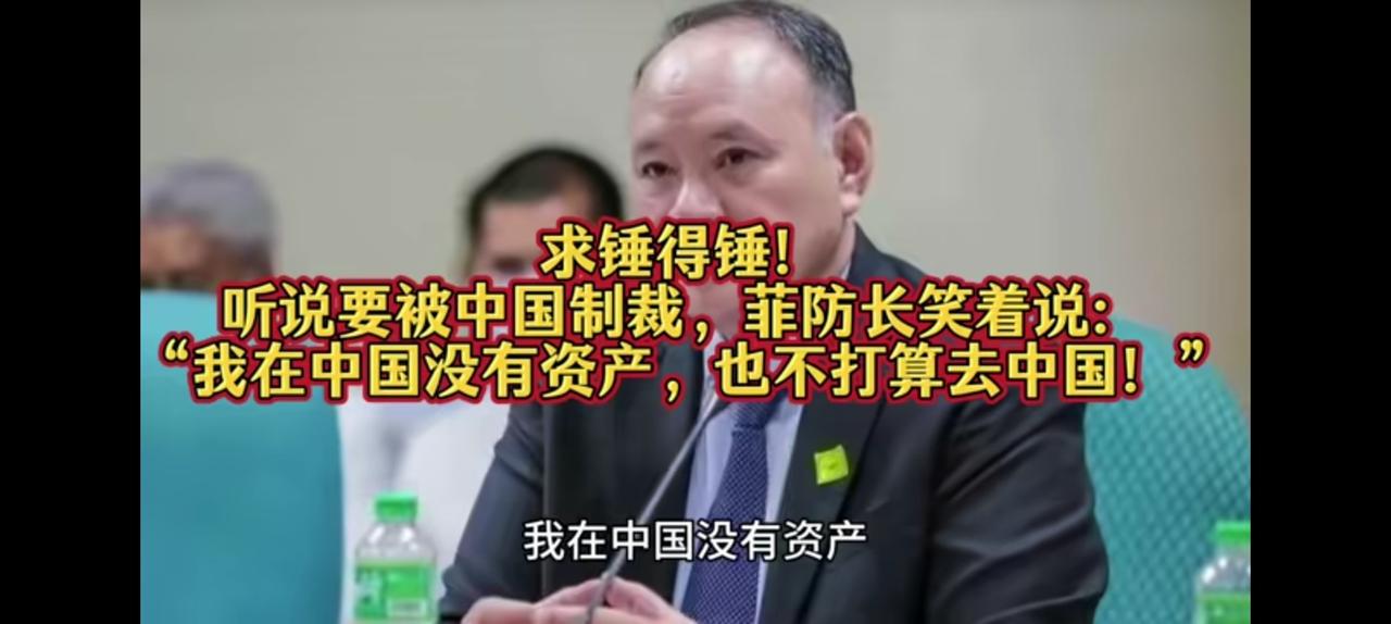 一个国防部长如此气量，不去中国就治不了你？
别忘了你代表不了菲律宾，中菲友好一千