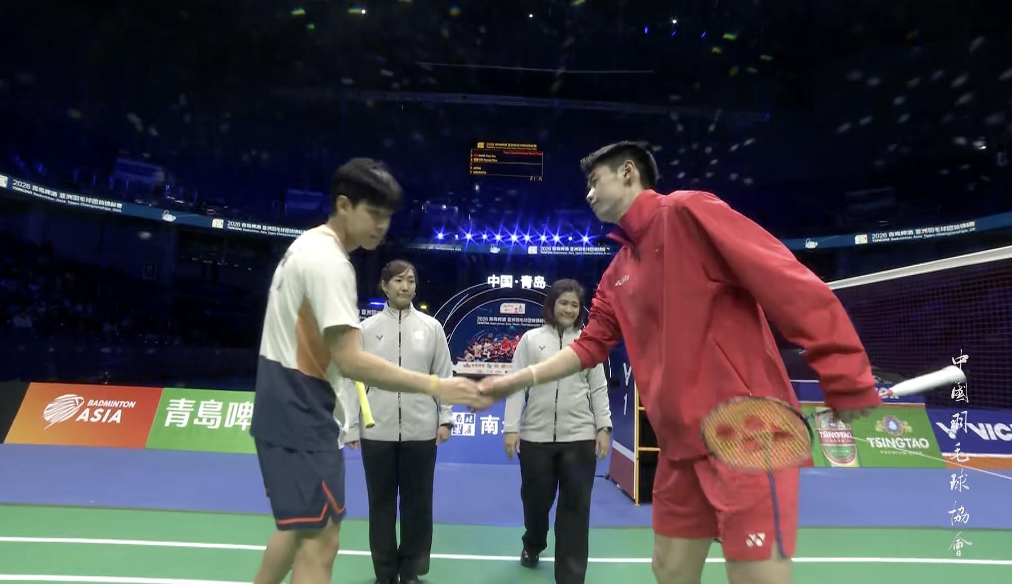 董天尧🇨🇳 vs 🇰🇷赵贤祐，比赛马上开始！2026亚洲羽毛球团体锦标赛