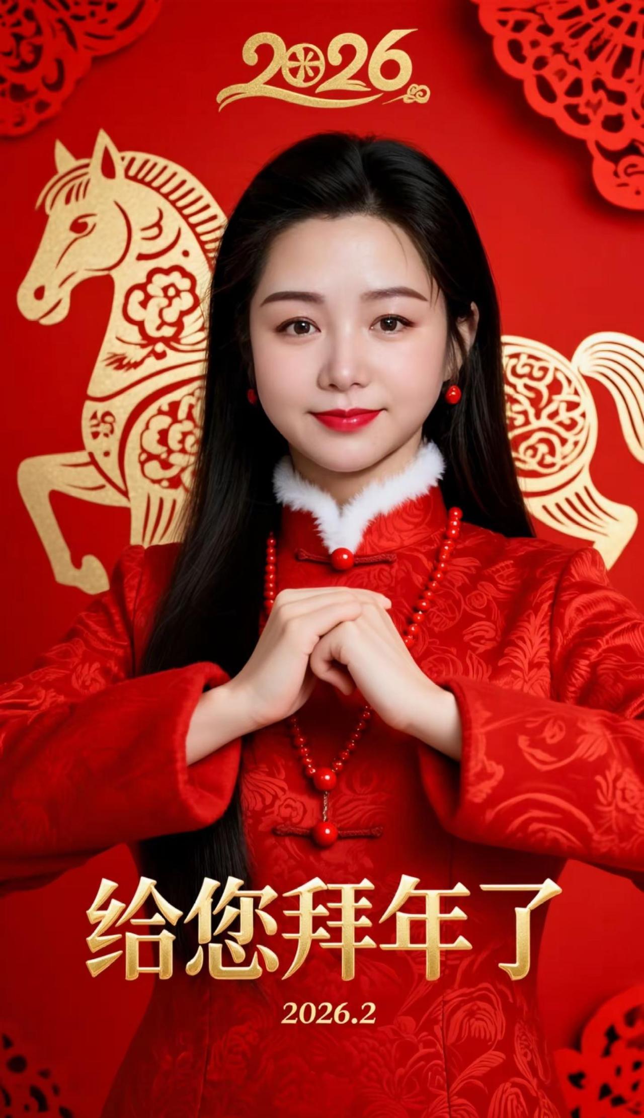 马年吉祥马年好运马平安马年健康，马年快乐幸福马上发大财AI马年拜年照