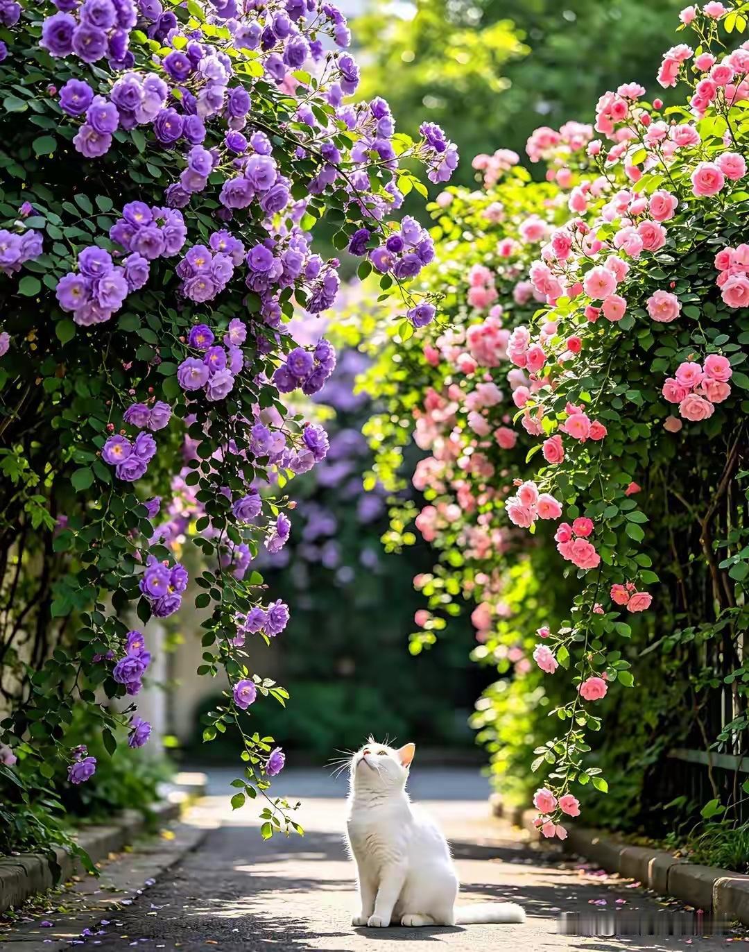 紫蔓垂香径，
晴空赏夏菏。
横批：《紫蔓与夏菏》