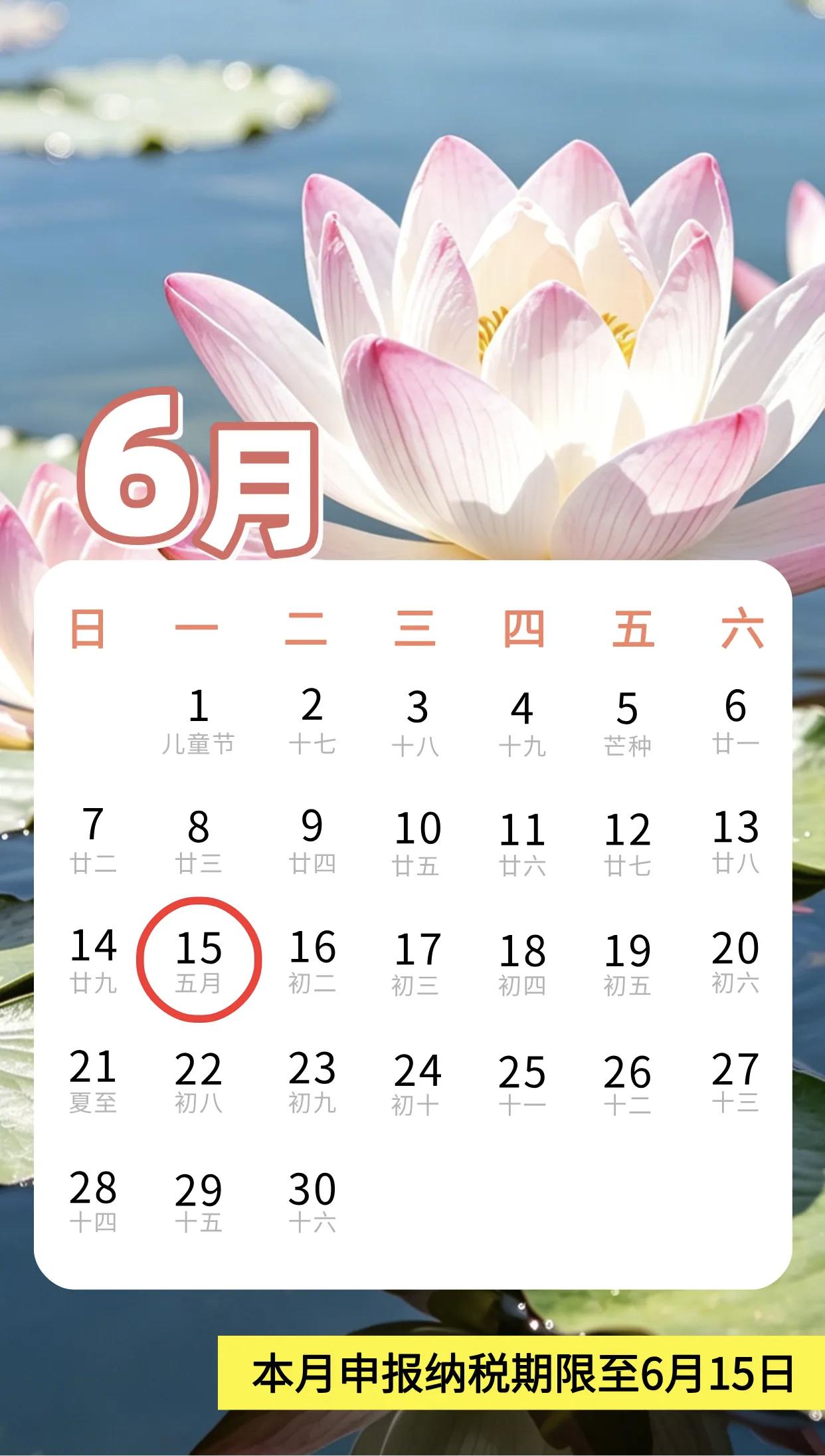 本月纳税申报截止日期为6月15日，财务工作人员请注意。

离开这个行业已有段时日