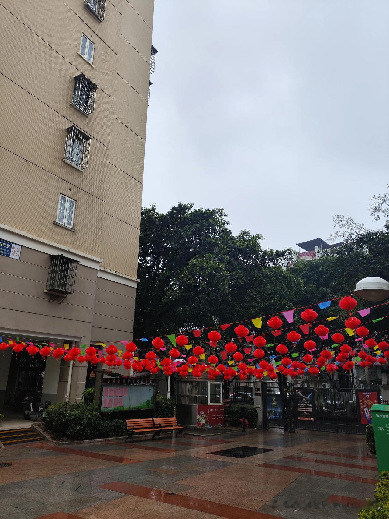 小区的春节氛围布置很喜庆，今年是龙年，希望这个世界风调雨顺，国强民富。