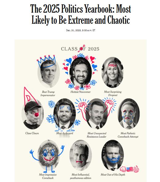 海外新鲜事 2025美国政治年鉴：在极端混乱中，这些人能得到年度奖项，但特朗普必