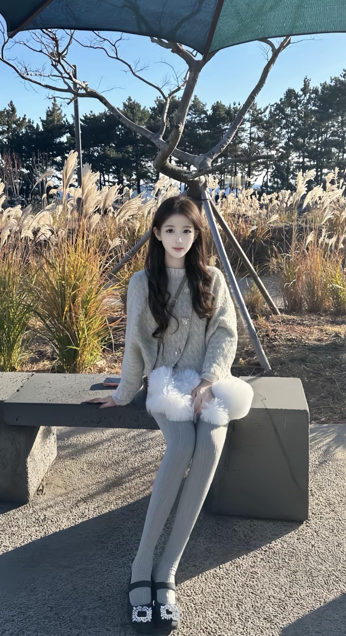 冬日暖阳下，少女与自然相伴，温柔如梦。