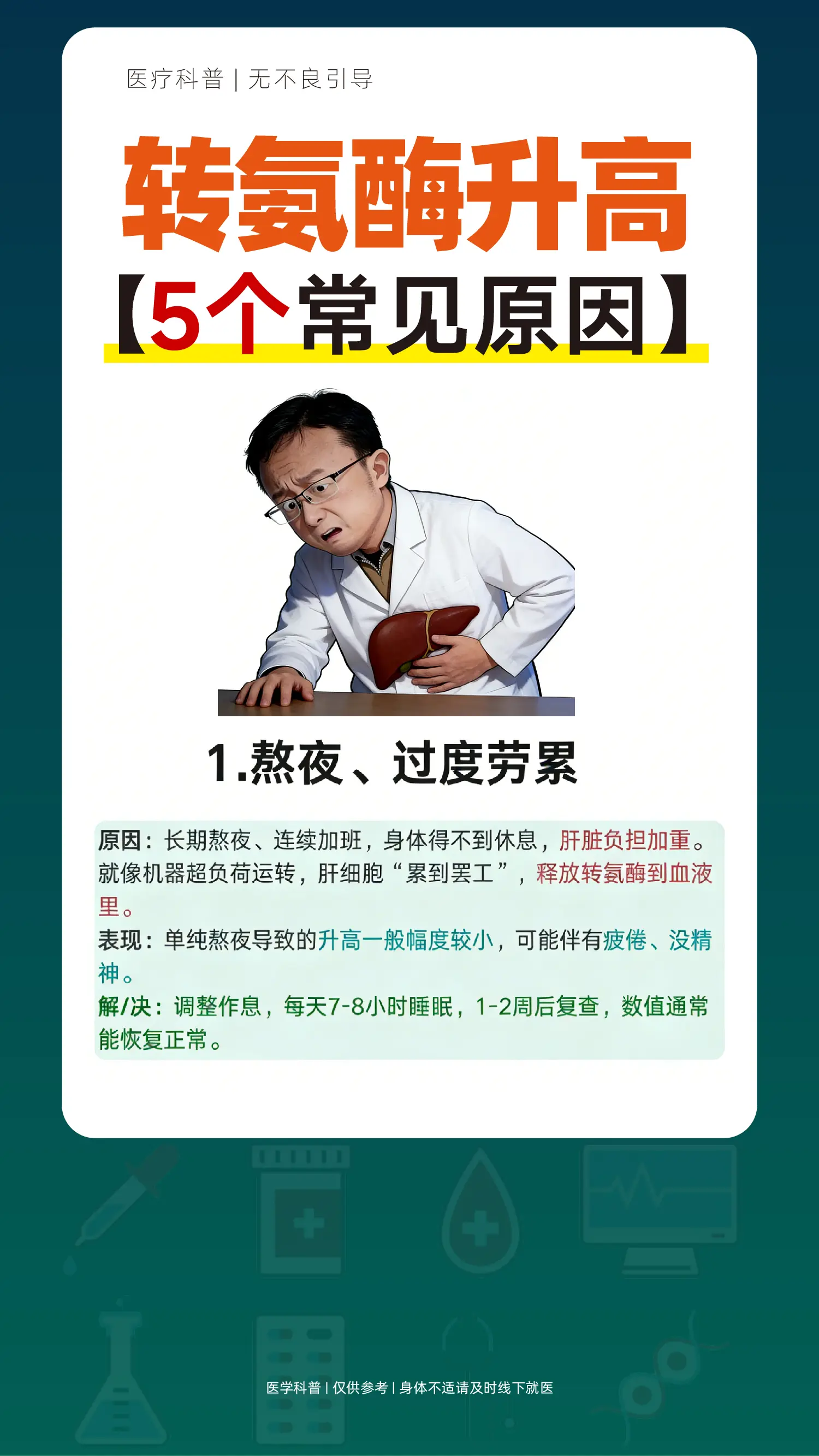 转氨酶升高,可能是这5个原因。