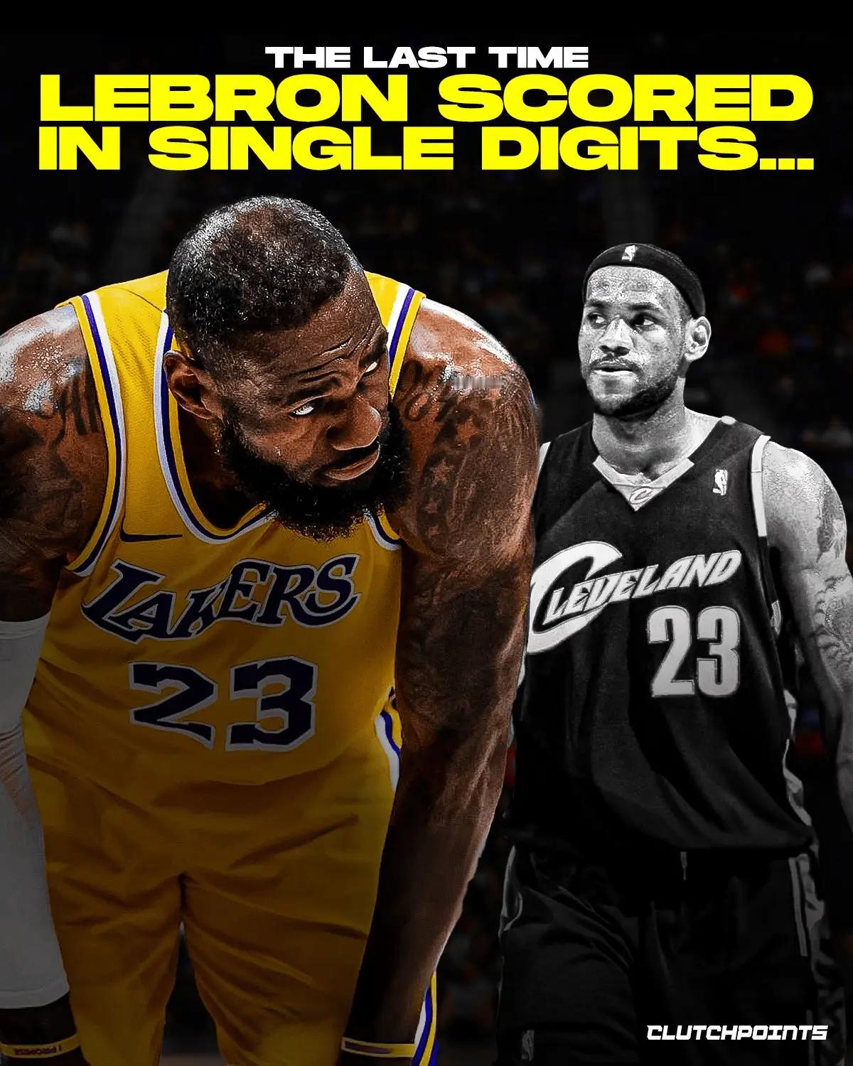 詹姆斯上次得分未上双时联盟情况：——iPhone还未诞生——布朗尼-詹姆斯才2岁