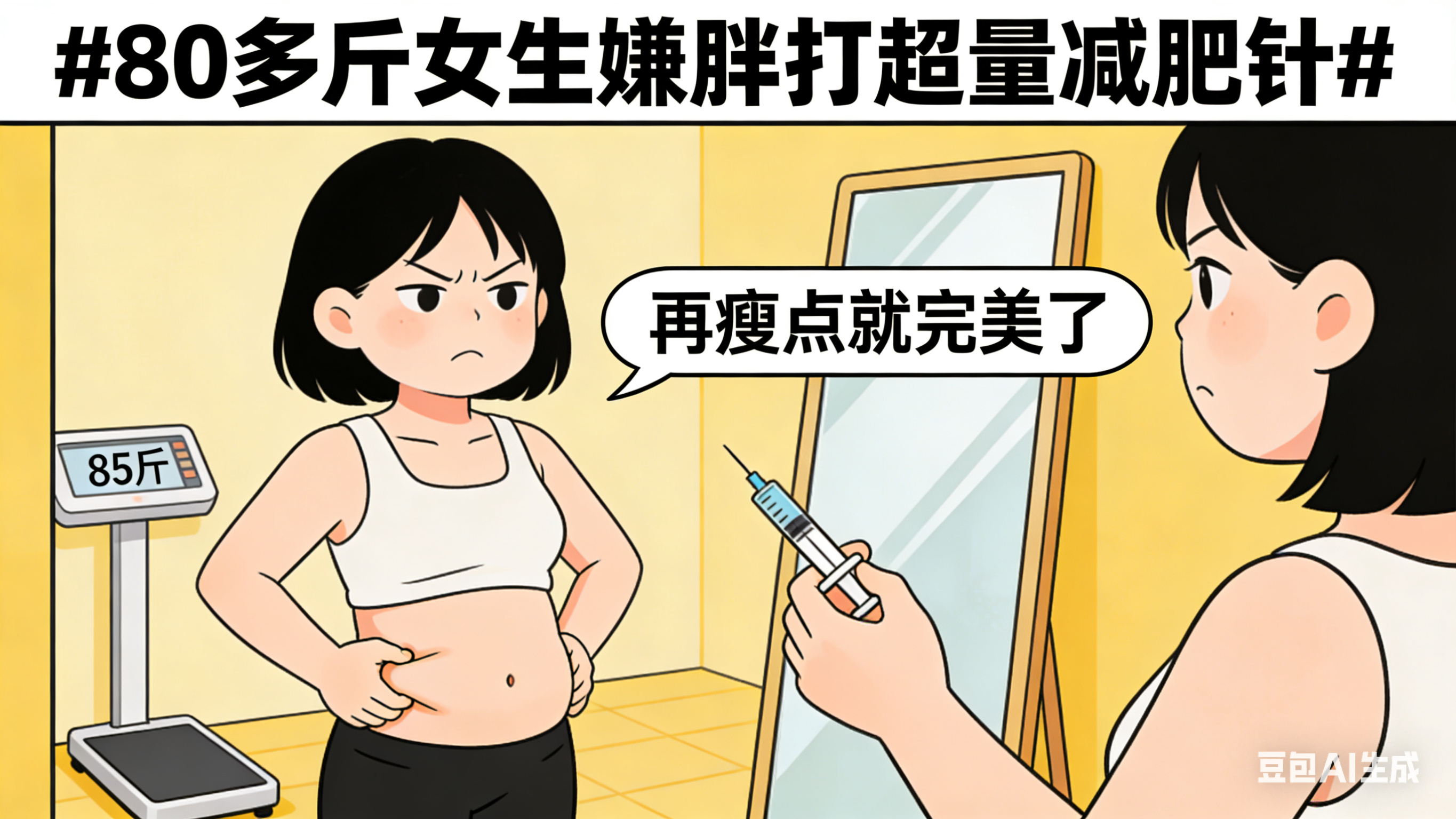 80多斤女生嫌胖打超量减肥针 过度畸形的减肥观不可取，大家还是适量运动减肥吧，一