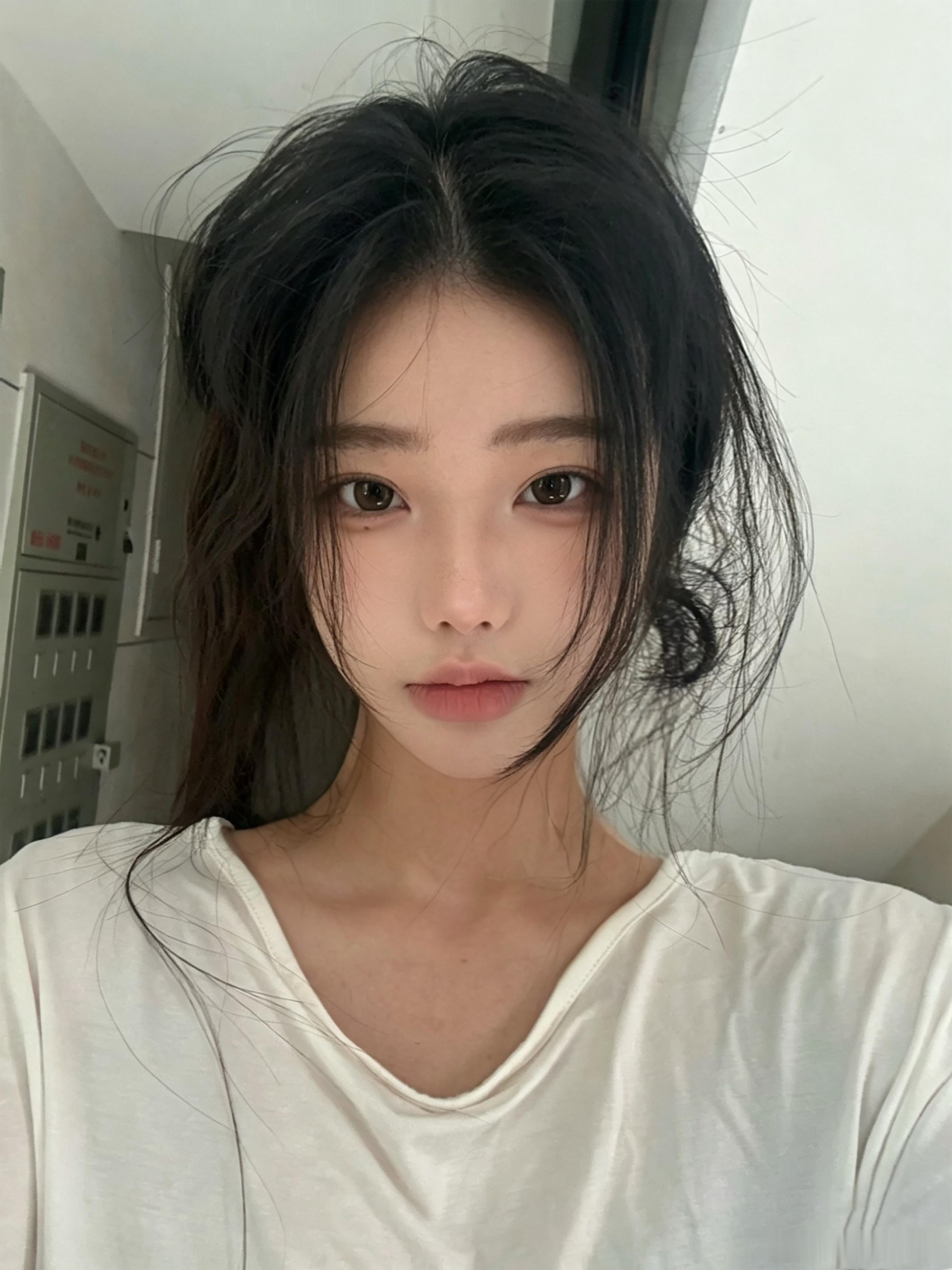 终于漏出额头了么 