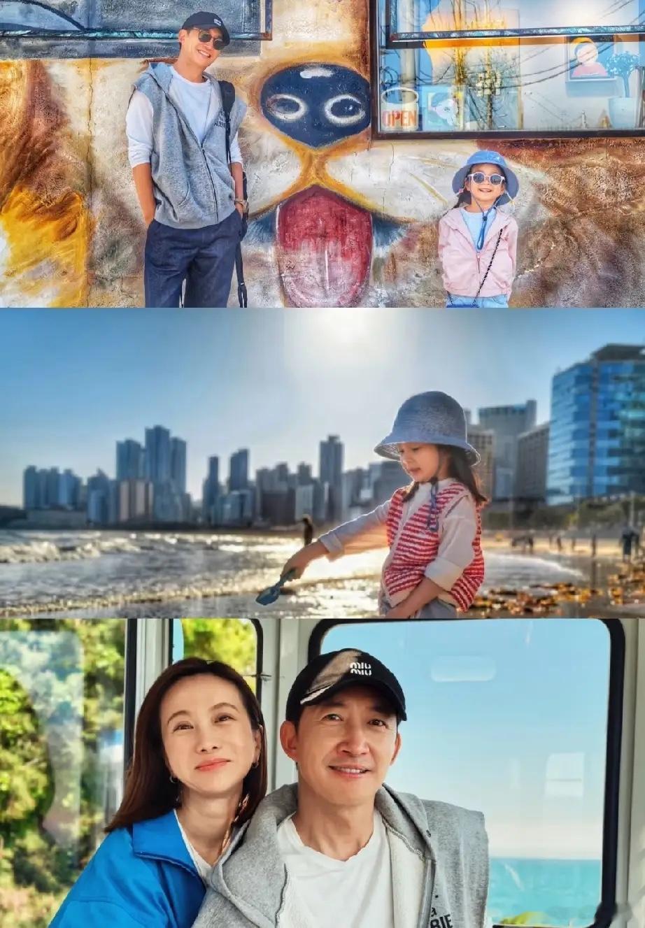 王阳休假陪老婆女儿过暑假，一家三口去了浙江度假，两口子和路人合影，都腿长得不得了