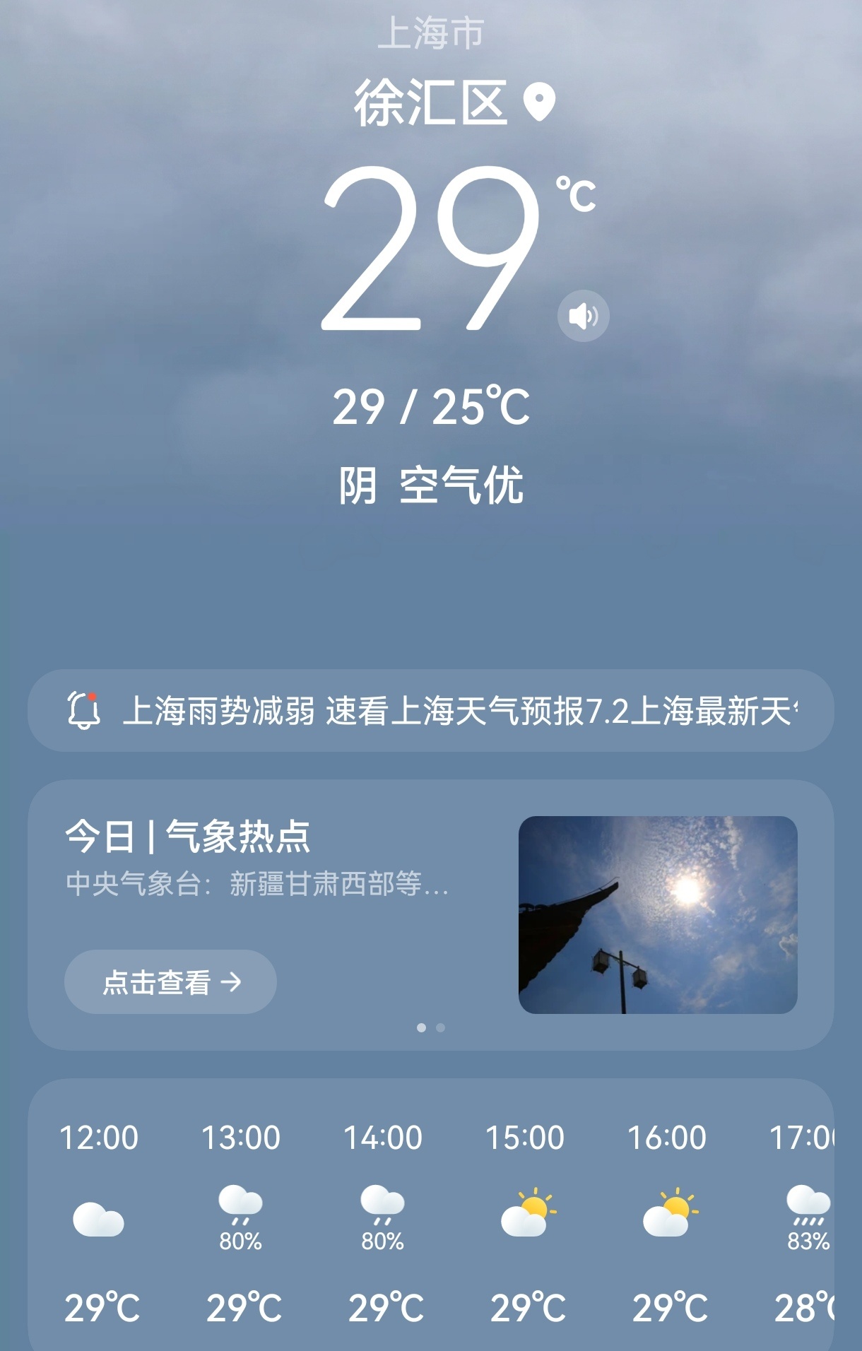 今日魔都大晴天（午后局部地区有短时降雨），宜出门上班！吃了个早午餐，笃悠悠出门了