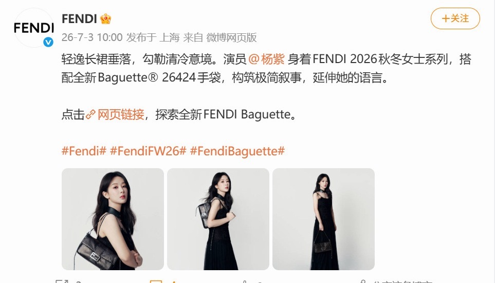 杨紫拍了 FENDI大片 